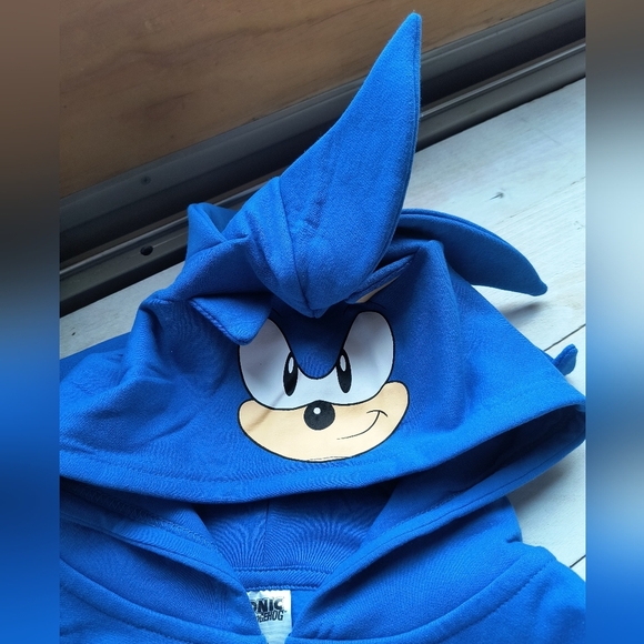 Sonic The Hedgehog Big Kids Zip Up Sweatshirt Jacket Costume With Mask Hood XL - Picture 5 of 9
